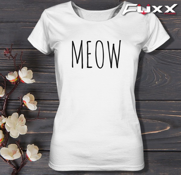 Katzen Shirt " MEOW " weiß Premium