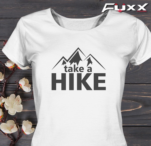 Ladies Wandern Shirt " TAKE A HIKE " weiß Berge