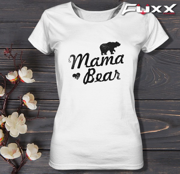 Ladies Shirt " MAMA BEAR " Bär weiß