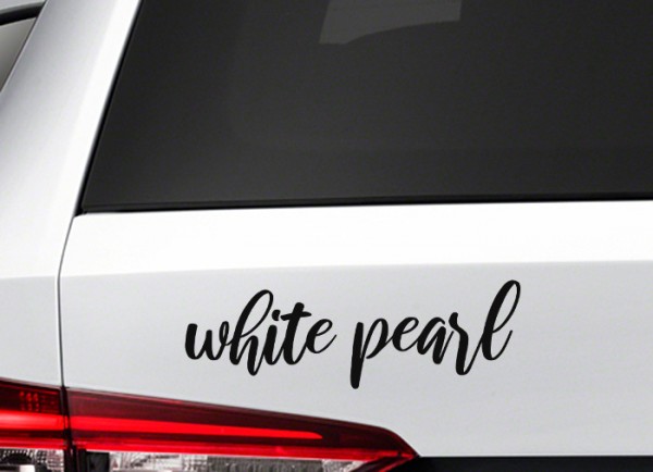 Auto Schriftzug " WHITE PEARL " Sticker Heckscheibe